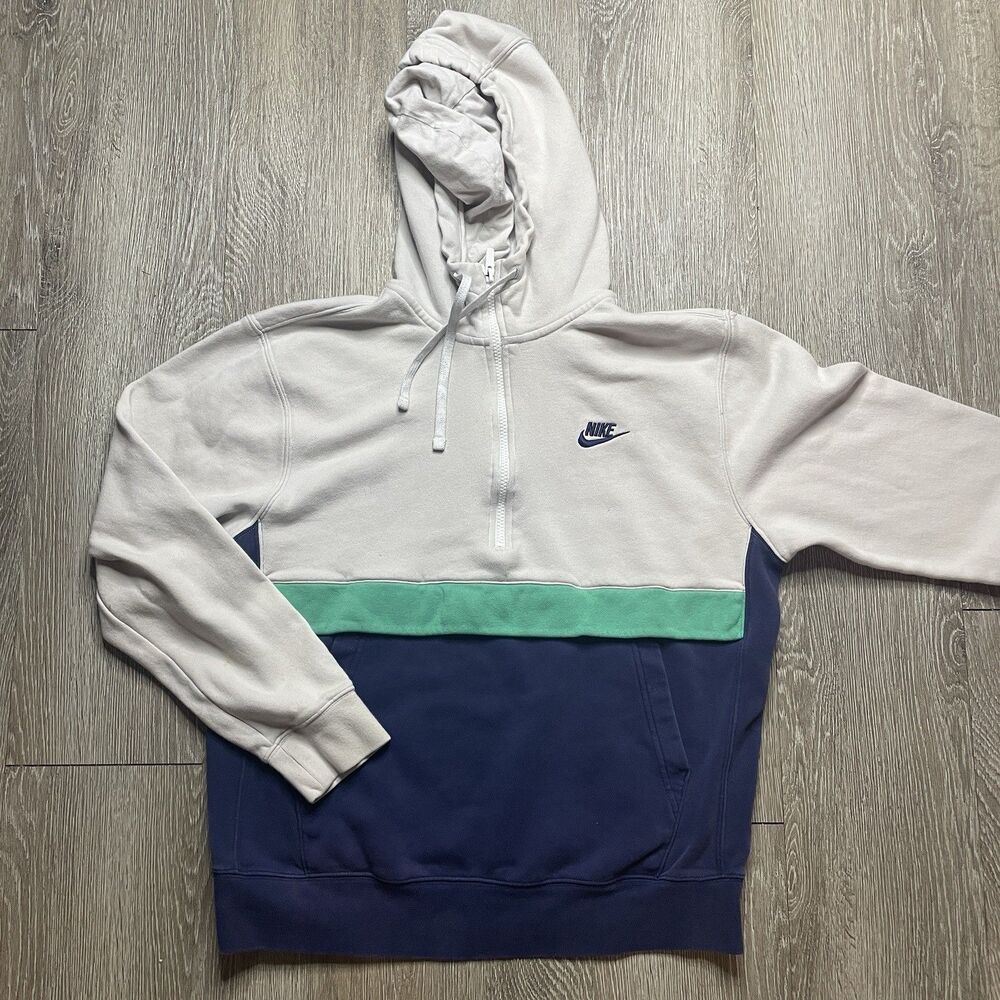 Nike Sportswear Club Fleece Half Zip Hoodie Mens Medium White Fleece Sweatshirt